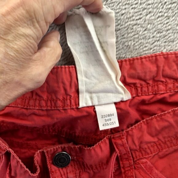 London Jean Womens Cargo Capri Pants 8 Red 100% Cotton Utility Casual Drawstring - Picture 9 of 11